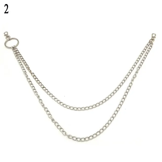 1-3 Layer Rock Punk Hook Trouser Pants Waist Link Belt Metal Wallet Silver Chain Hip Hop Chain Belts for Women Pants Accessories