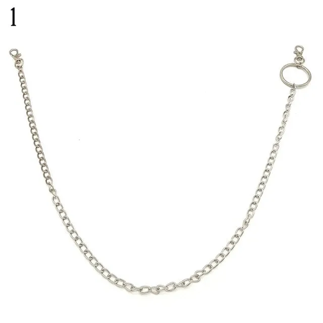 1-3 Layer Rock Punk Hook Trouser Pants Waist Link Belt Metal Wallet Silver Chain Hip Hop Chain Belts for Women Pants Accessories