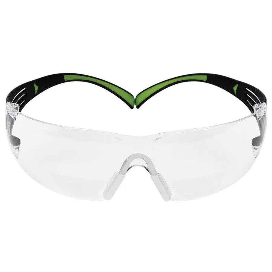 3M SecureFit Bifocal Safety Glasses with Black/Lime Temples and Clear Anti-Fog Lens