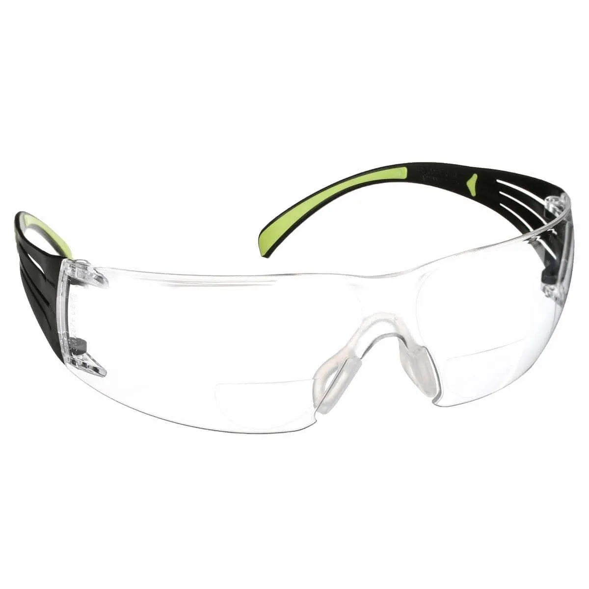 3M SecureFit Bifocal Safety Glasses with Black/Lime Temples and Clear Anti-Fog Lens