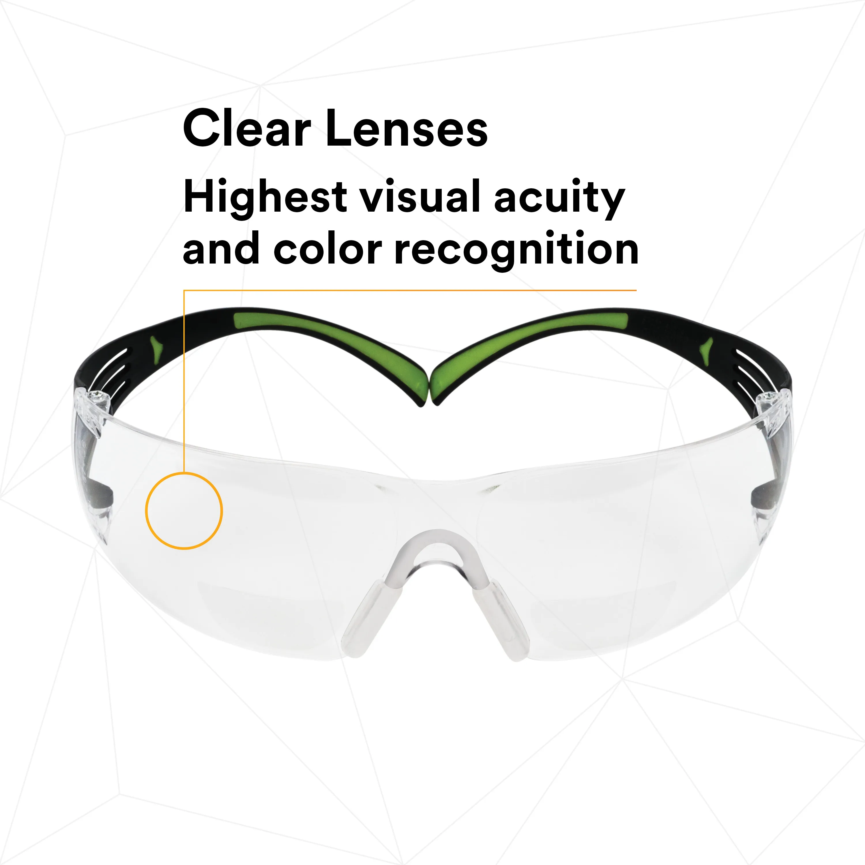 3M SecureFit Bifocal Safety Glasses with Black/Lime Temples and Clear Anti-Fog Lens