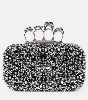 Alexander McQueen Knuckle embellished leather clutch
