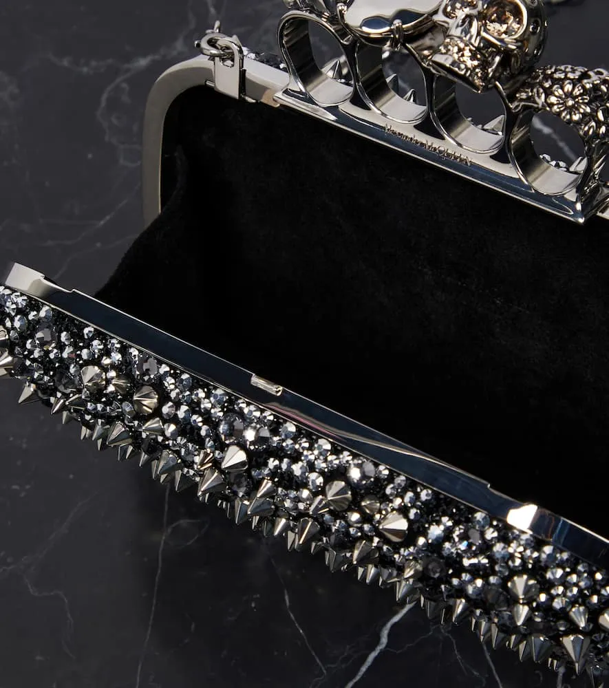 Alexander McQueen Knuckle embellished leather clutch