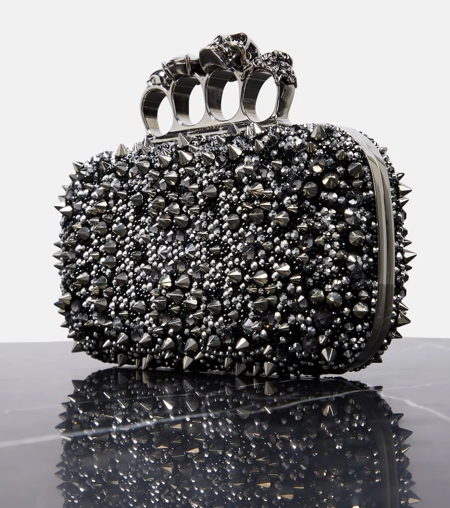 Alexander McQueen Knuckle embellished leather clutch