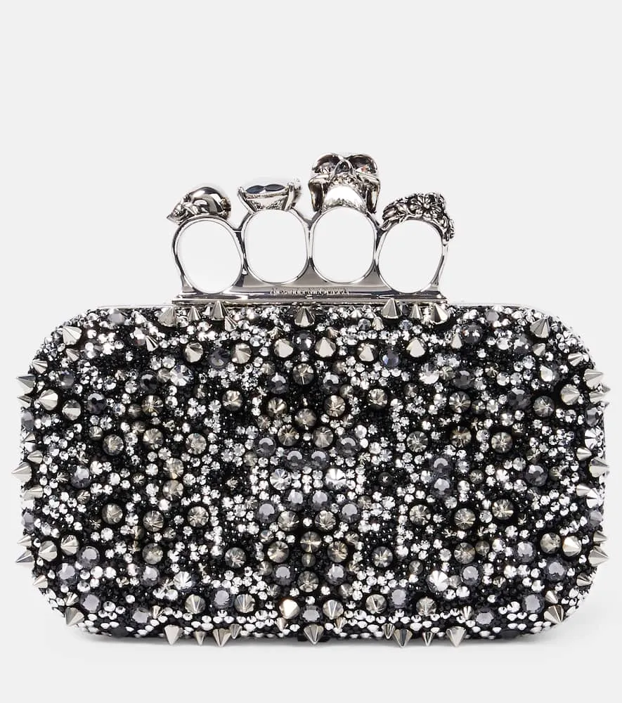 Alexander McQueen Knuckle embellished leather clutch