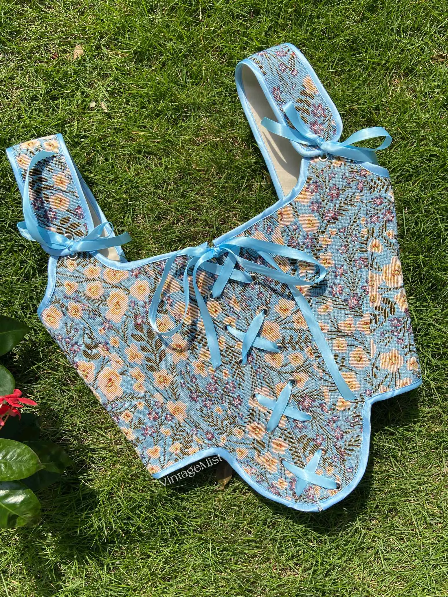 Botanical Floral Print Corset Top