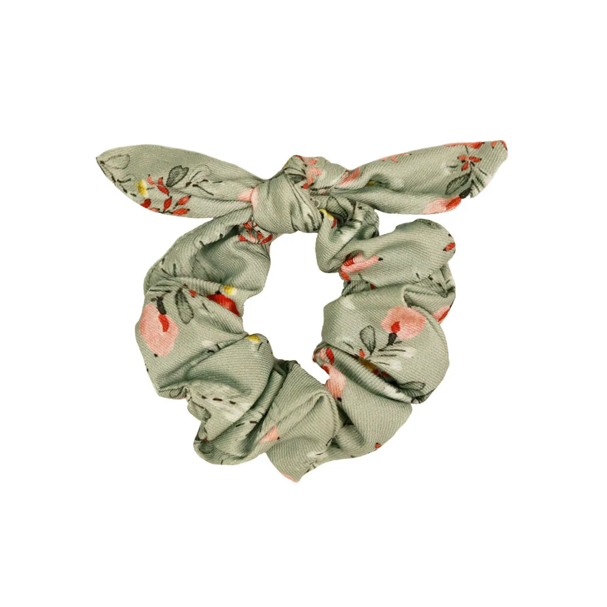 Cíes Green Floral Hair Scrunchie