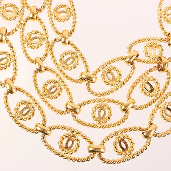CHANEL 1991 Made Oval Round Cc Mark Chain Belt