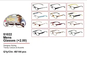 Designer Mens Reading Glasses  2.00