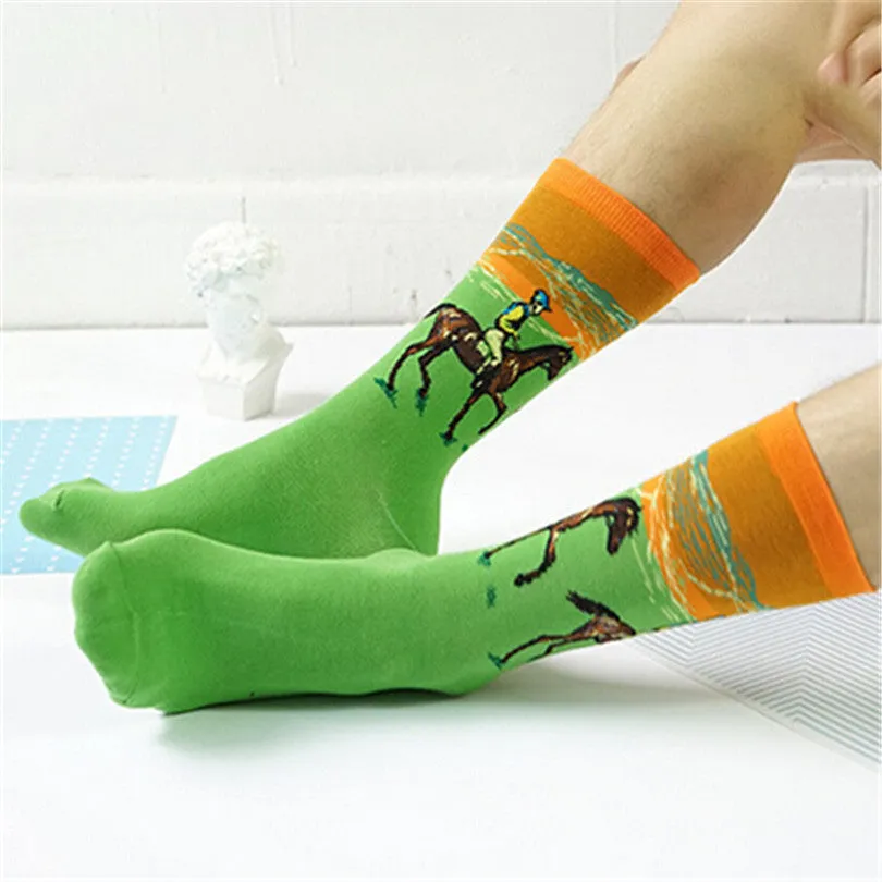 Free Shipping Fashion Art  Cotton Crew Socks  Painting Character Pattern for Women Men Harajuku Design Sox Calcetines Van Gogh