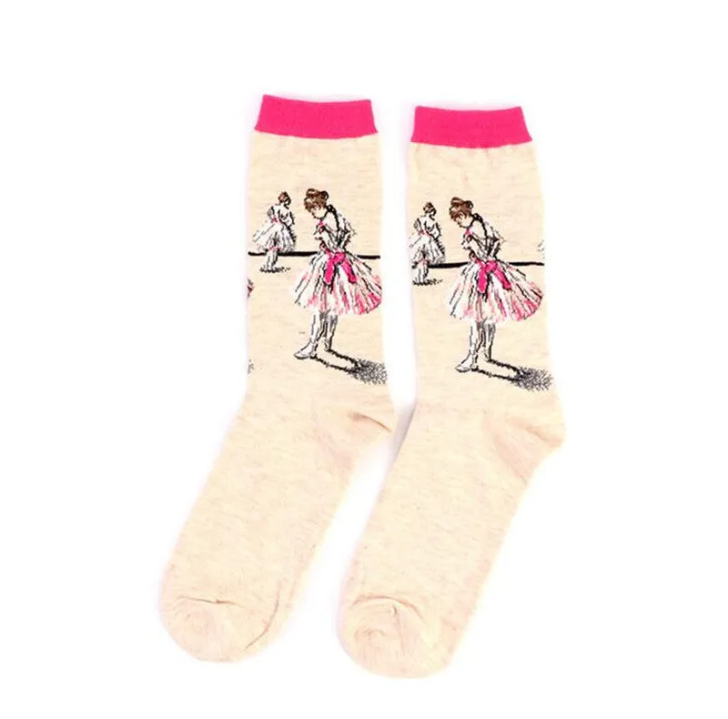 Free Shipping Fashion Art  Cotton Crew Socks  Painting Character Pattern for Women Men Harajuku Design Sox Calcetines Van Gogh