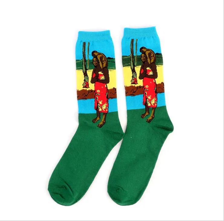 Free Shipping Fashion Art  Cotton Crew Socks  Painting Character Pattern for Women Men Harajuku Design Sox Calcetines Van Gogh