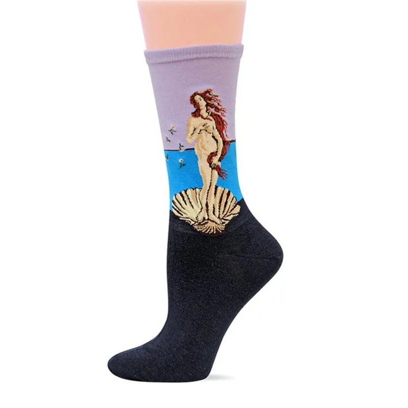 Free Shipping Fashion Art  Cotton Crew Socks  Painting Character Pattern for Women Men Harajuku Design Sox Calcetines Van Gogh