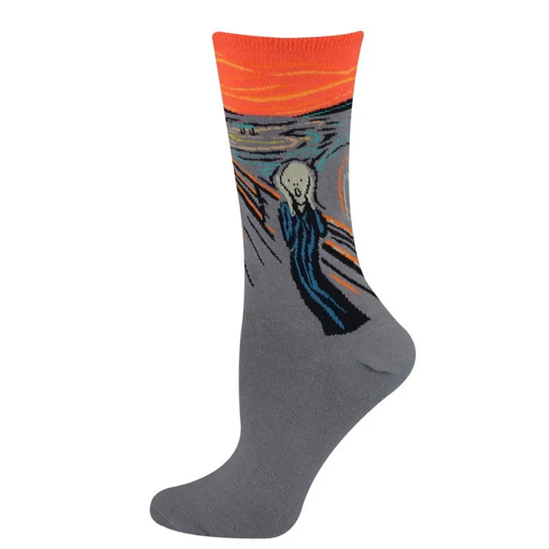 Free Shipping Fashion Art  Cotton Crew Socks  Painting Character Pattern for Women Men Harajuku Design Sox Calcetines Van Gogh