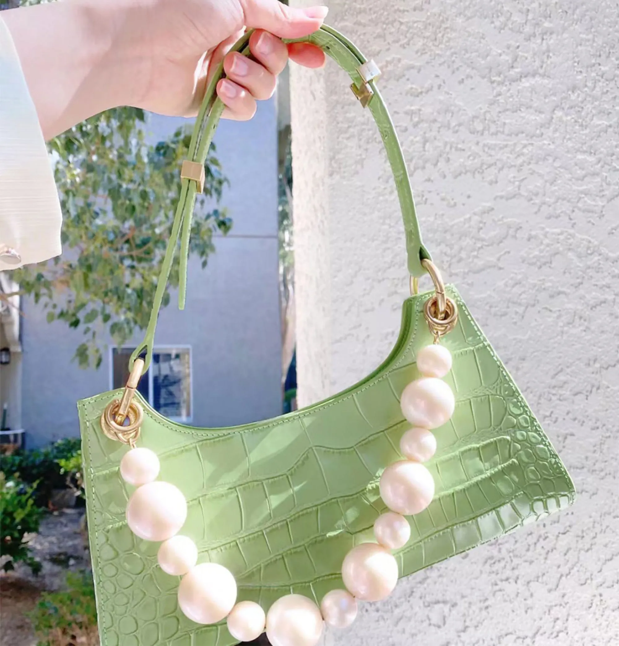 Frog large pearl chain accessory bag underarm handbag DIY decoration bag chain accessories