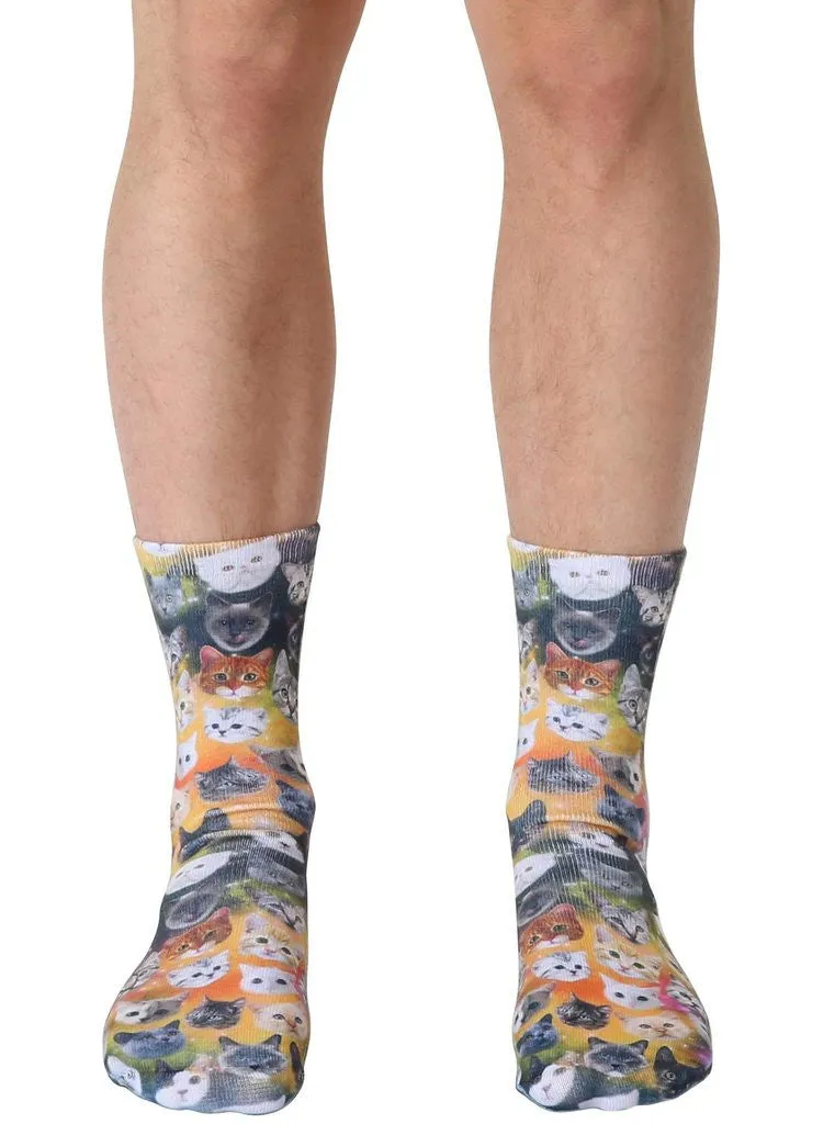 Galaxy Kitty Crew Socks (Unisex)