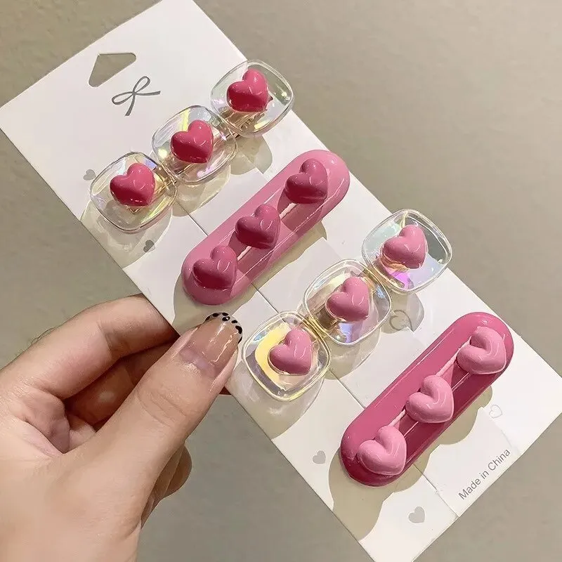 Kawaii Pink Love Heart Hair Clips