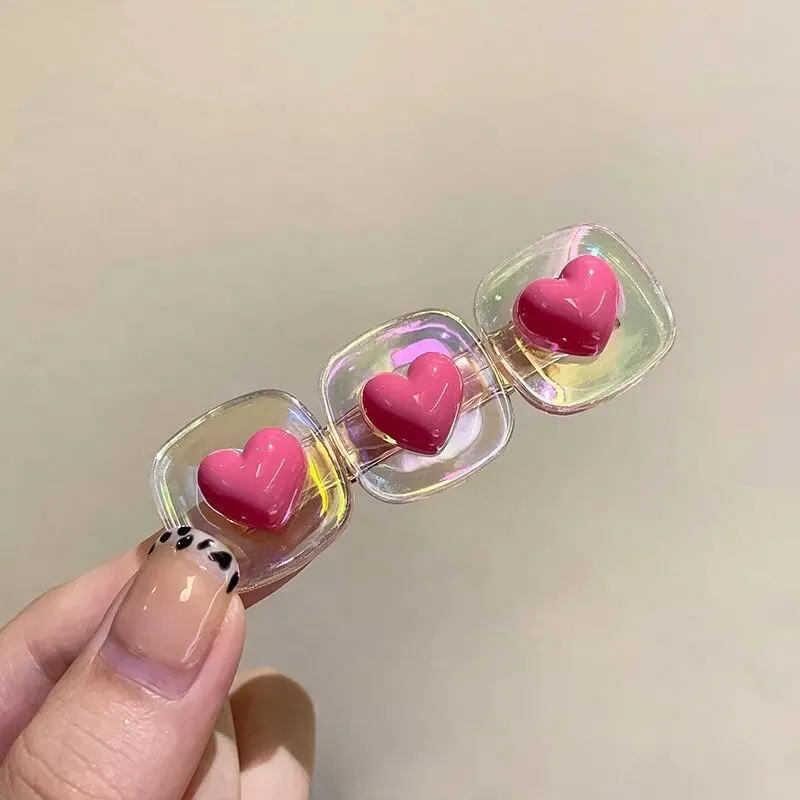 Kawaii Pink Love Heart Hair Clips
