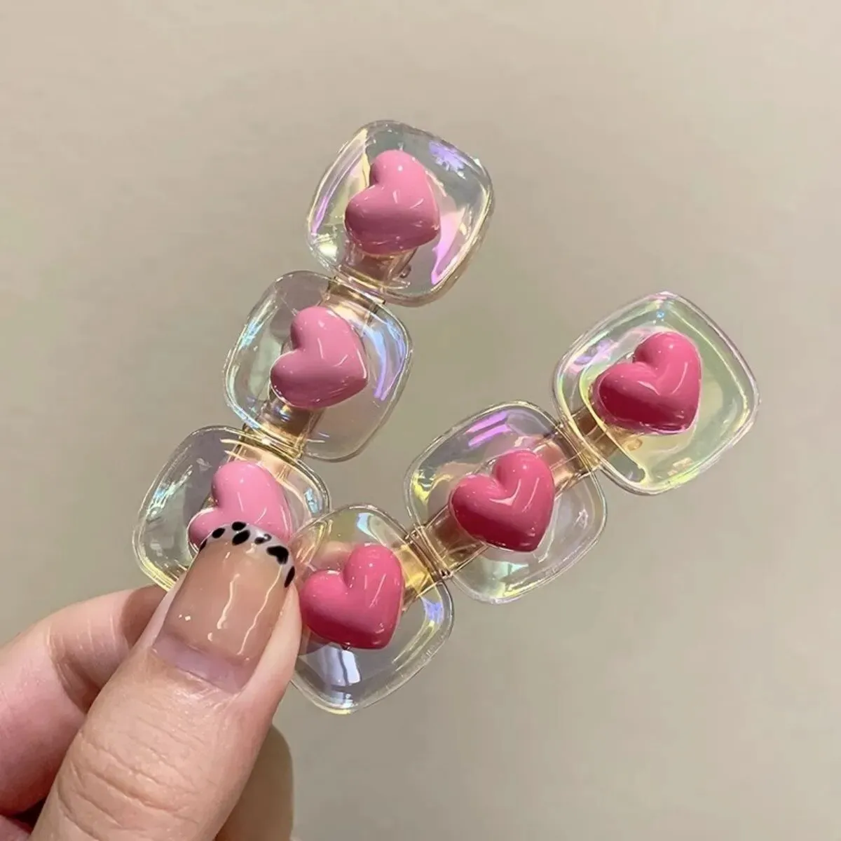 Kawaii Pink Love Heart Hair Clips