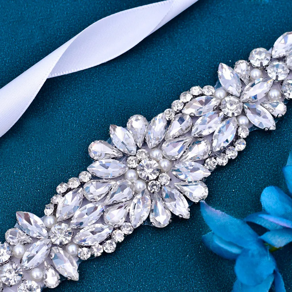 Luxury Sparkly Rhinestones Crystal Applique Wedding Party Dress Belts