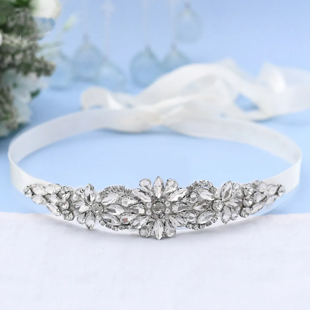 Luxury Sparkly Rhinestones Crystal Applique Wedding Party Dress Belts