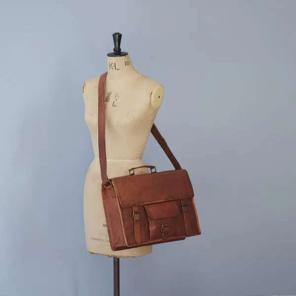 Paperhigh Vintage Large Brown Leather Satchel