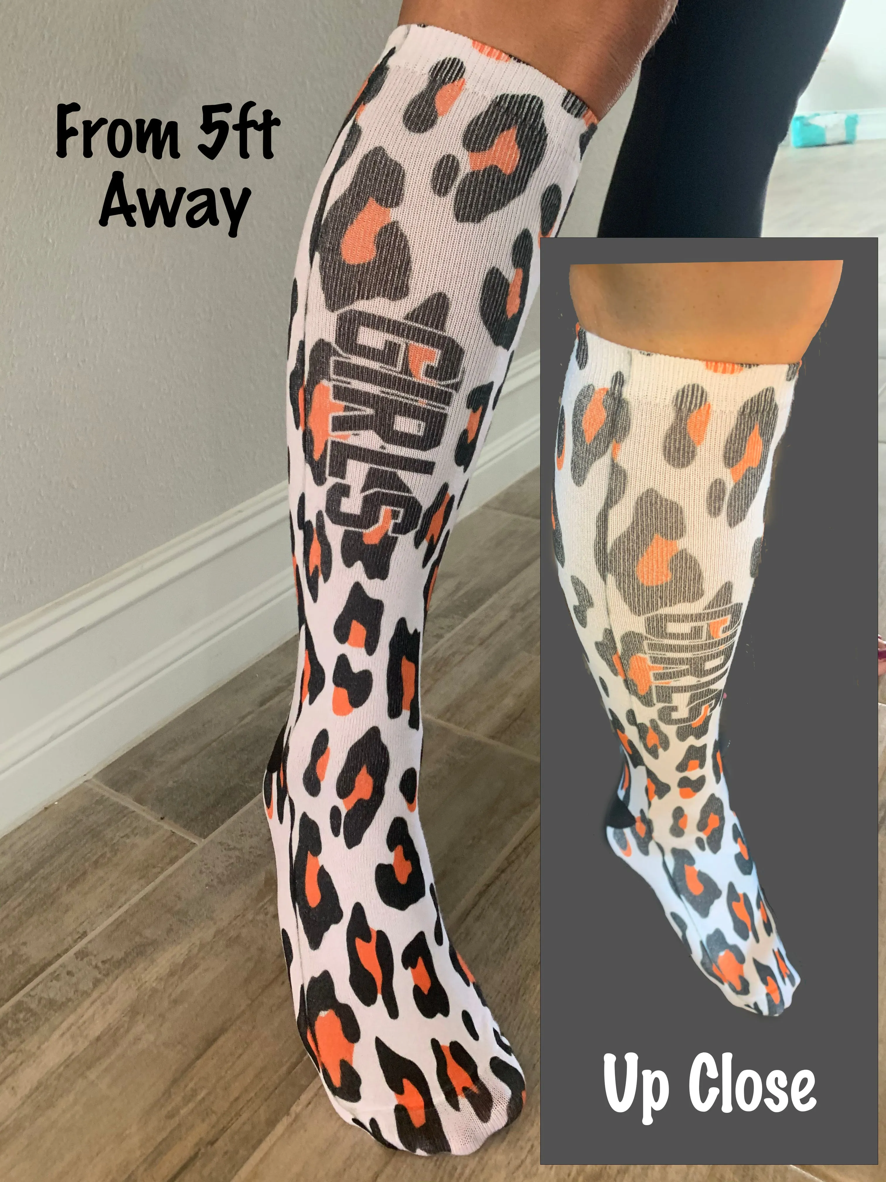 Personalized Ice Hockey Breast Cancer Awareness Ribbon Knee High Socks