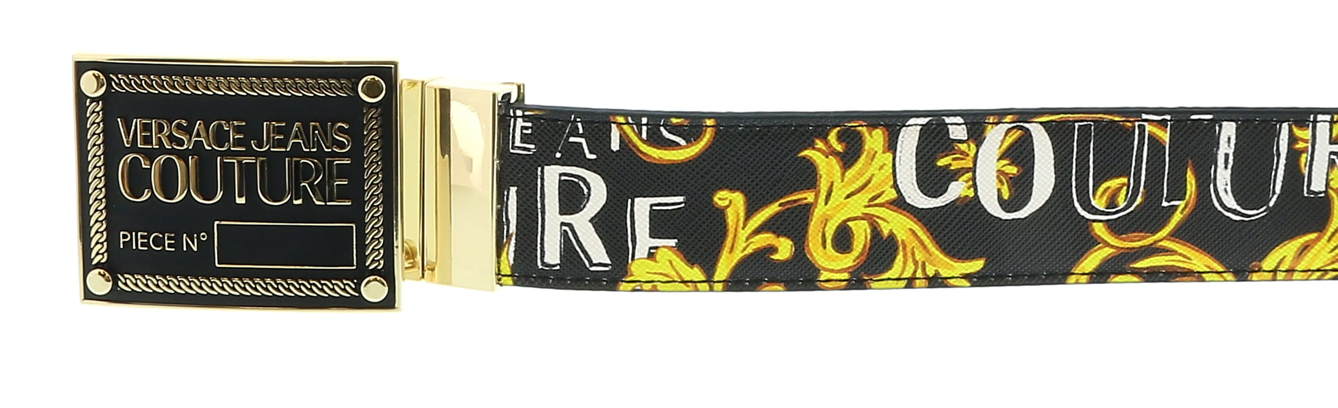 Versace Jeans Couture Black/Gold Signature Label Baroque Reversible Adjustable  Belt-28-44