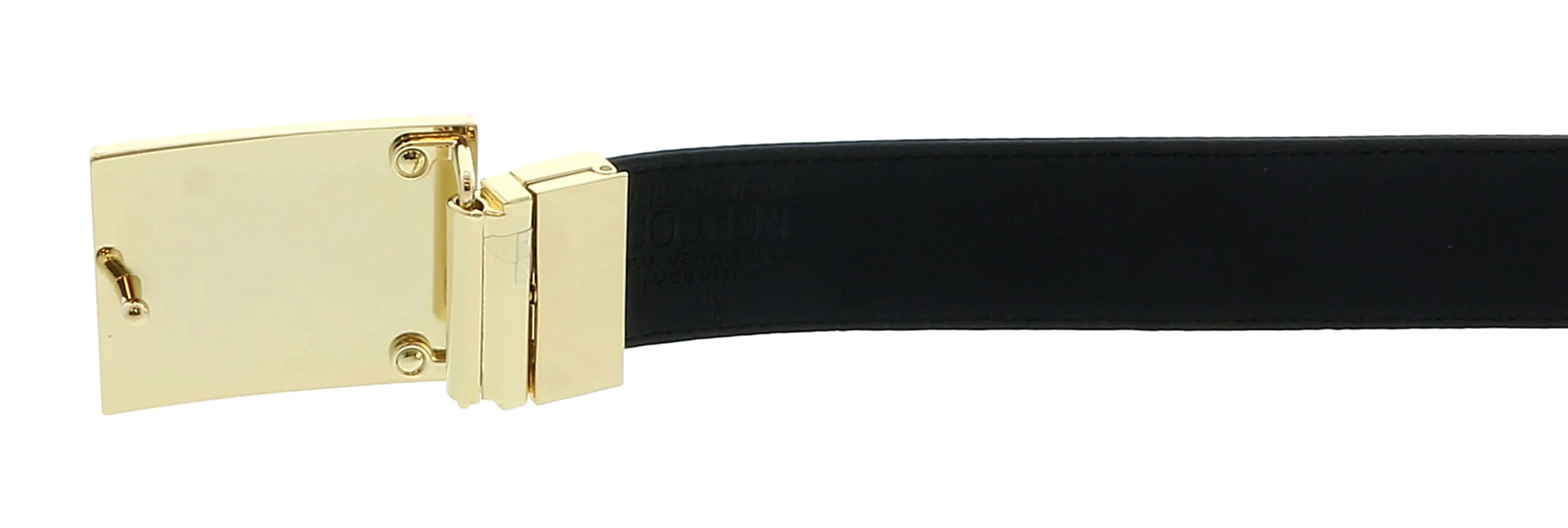 Versace Jeans Couture Black/Gold Signature Label Baroque Reversible Adjustable  Belt-28-44